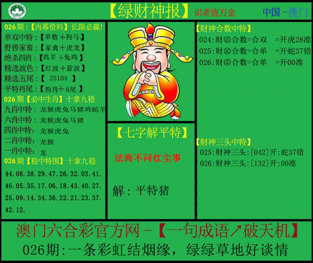026期绿财神[图]
