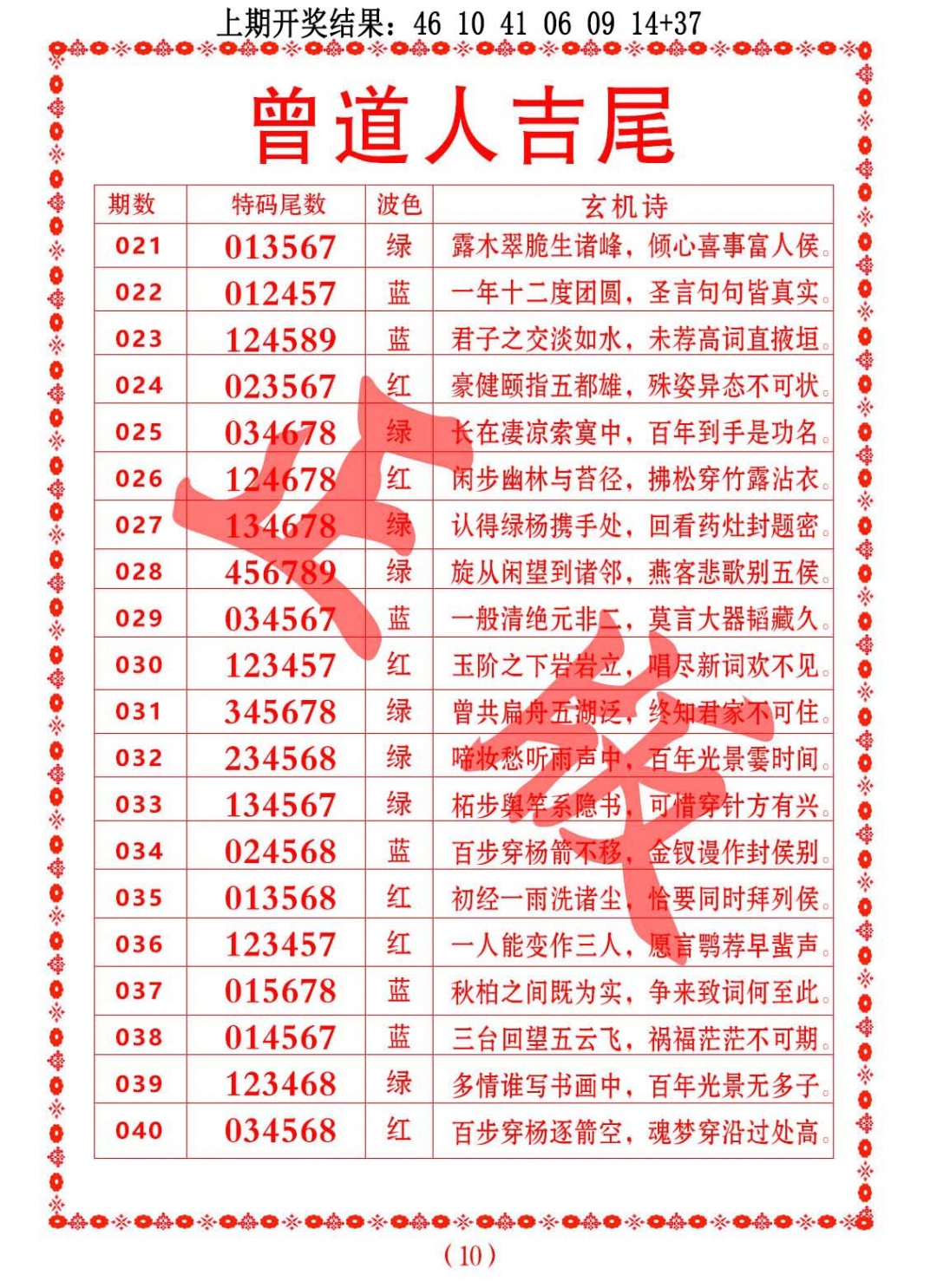 026期曾道人吉尾[图]