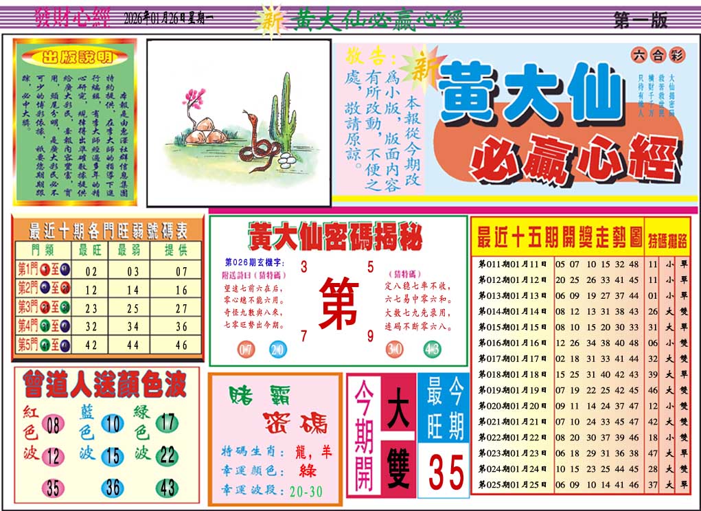 026期黄大仙必赢心经A[图]