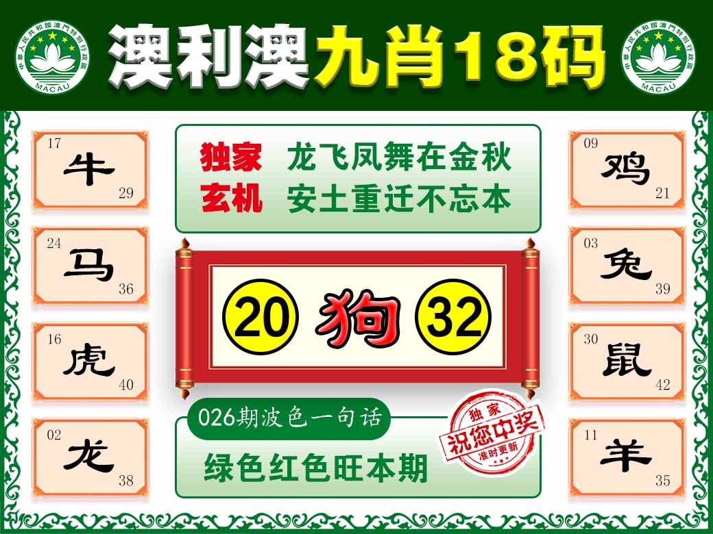 026期澳利澳九肖[图]