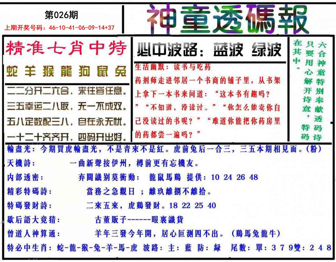 026期神童透码报[图]