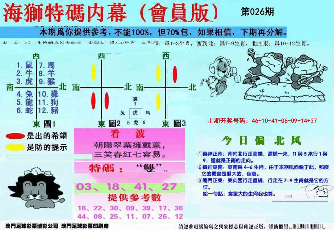 026期另版海狮特码内幕报[图]