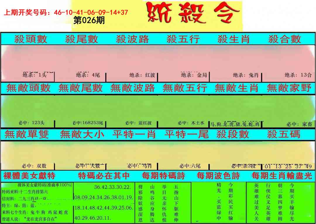 026期统杀令[图]